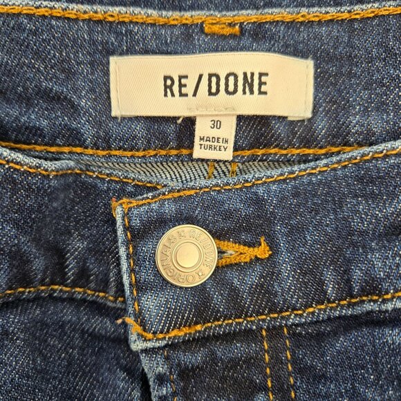 Re/Done '70s Stovepipe Jeans Hidden Button Fly Raw Hem Crop Jeans Size 30 - Picture 3 of 9